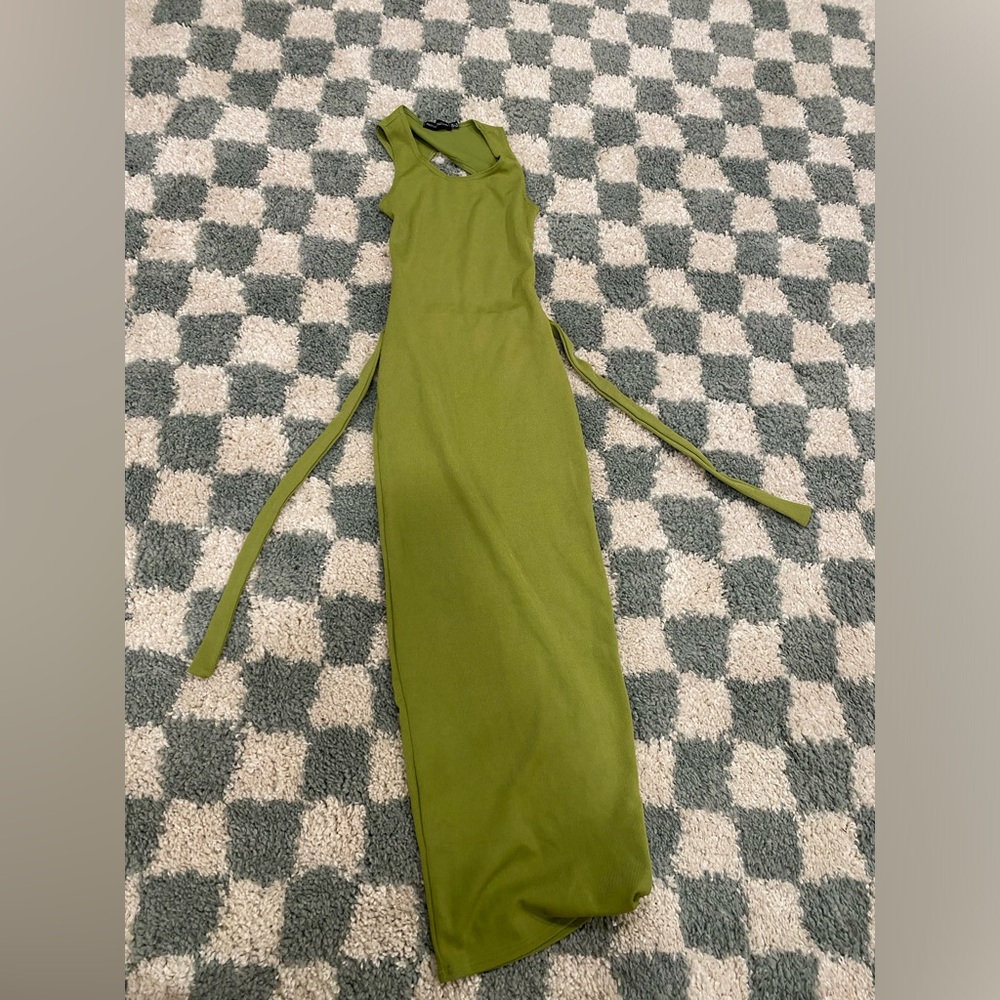 Green backless bodycon midi dress